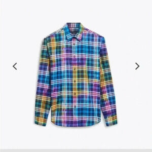 BUGATCHI Check Plaid Colorful Cotton Long Sleeve Button Down Shirt XL